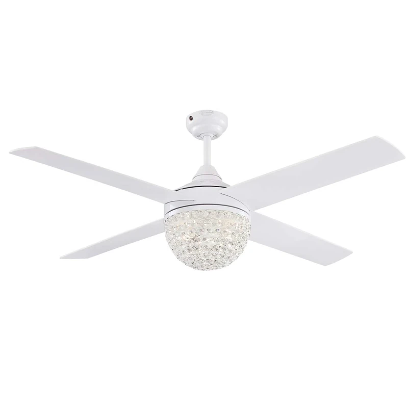 Westinghouse Lighting 72262 Kelcie, Contemporary Ceiling Fan with Light and Remote Control, 132 cm, White Finish, Crystal Jewel Shade