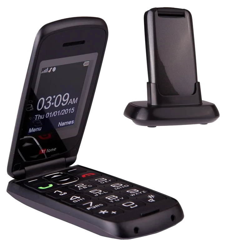 TTfone Star Big Button Simple Easy To Use Flip Mobile Phone Pay As You Go (Giff Gaff with £10 Credit, Grey)
