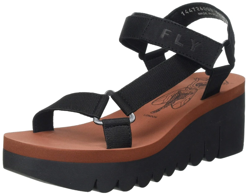 Fly London Women's Yefa726fly Sandal, Black Brick, 8 UK