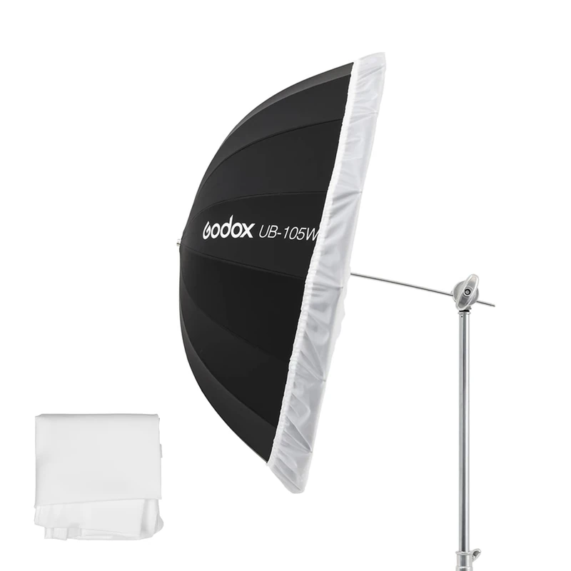 Godox UB-105W 41in 105cm Parabolic Black White Reflective Umbrella Studio Light Umbrella with Black Silver Diffuser Cover Cloth (UB-105W)