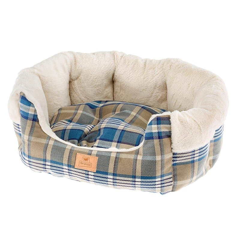Ferplast Dog Bed Cat Bed Cat Sofa ETOILE 6 removable Cushion, soft eco-friendly fur, washable, 72 x 62 x 22 cm