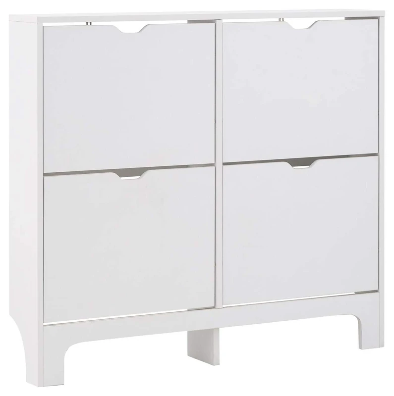 GFW Narrow Shoe Storage Cabinet, 17 cm Depth x 102 cm Width x 90 cm Height, White