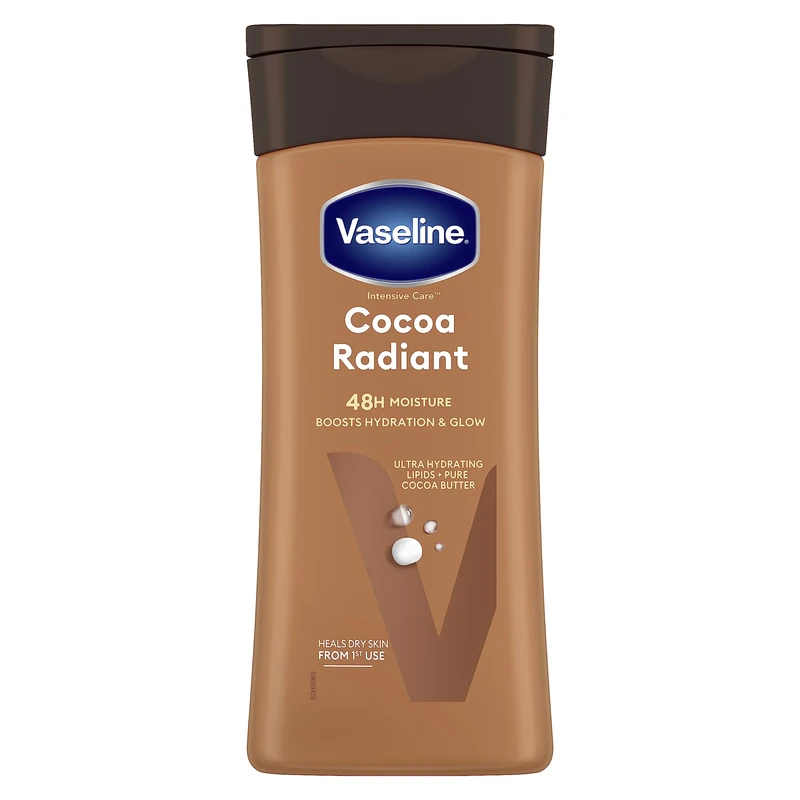Vaseline Intensive Care Cocoa Radiant Body Lotion with ultra-hydrating lipids and pure cocoa butter for dry skin 200 ml