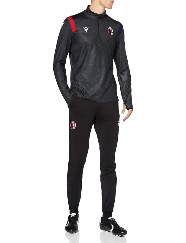 Macron Bfc M20 Staff Training 1/4 Zip Tracksuit Nerm/Ros/NAV Ml SR, Official Bologna FC 2020/21 Man, Black, S