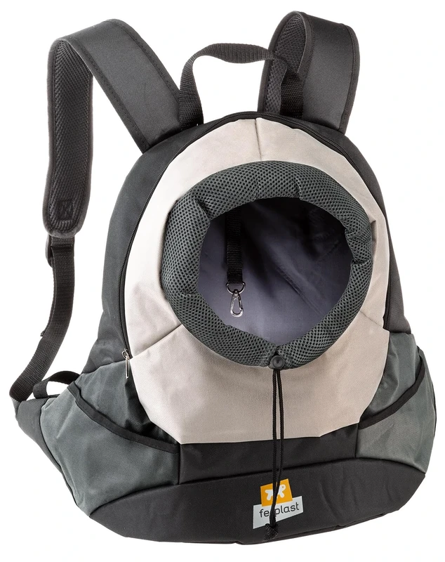 Ferplast Dog Carrier KANGOO, Cat Backpack, Cat Carrier, Pet Carrier, Dog Carriers for Small Dogs, Adjustable Straps, Safety Strap, Max 8 Kg, 41.5 x 20 x 43H cm, Grey