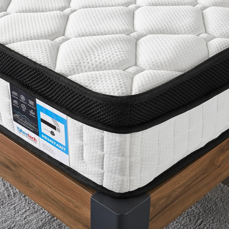 Yaheetech Single Mattress Memory Foam Mattress 11 Inch Pocket Sprung with 3D Breathable Knitted Fabric and Airy Mesh, Medium Firm, 90x190x28.5cm,White