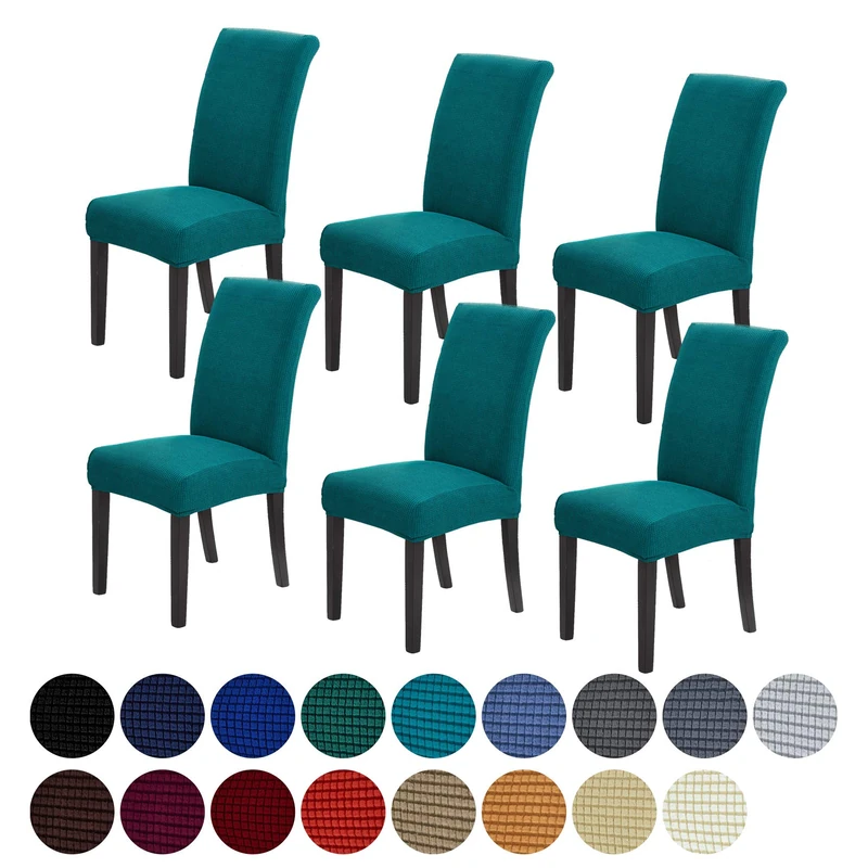 Howhic Stretch Chair Covers for Dining Room Set of 6, Removable Washable Dining Room Chair Covers, Dining Chair Slipcovers Seat Protector, Great Home Decor and Banquet Upholstery (Teal, 6 Pack)