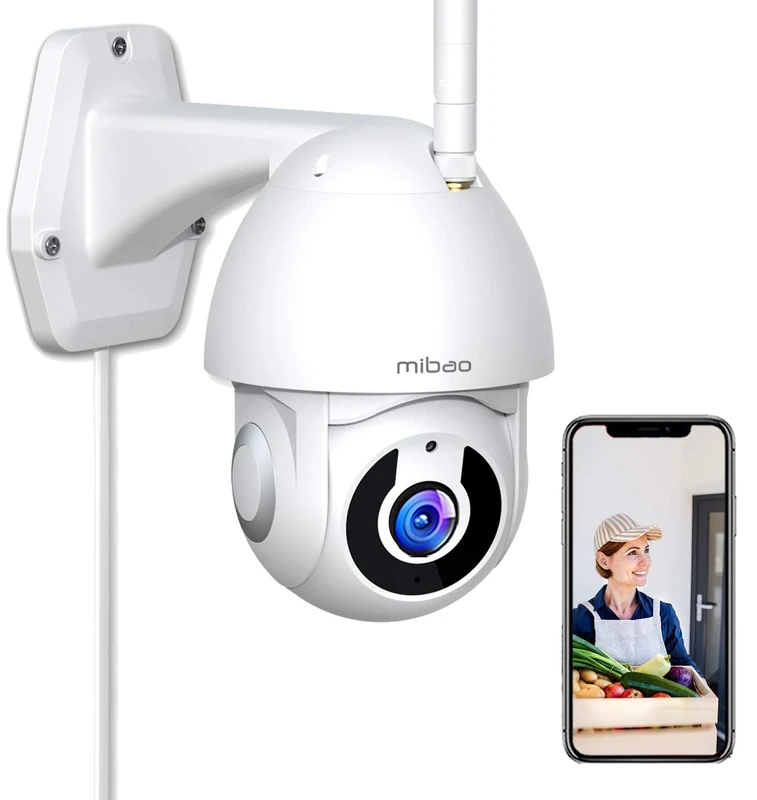 1296P Security Camera Outdoor, Mibao WiFi Home Security Camera with Pan/Tilt 360° View, IP66 Waterproof, Night Vision, Motion Detection, 2-Way Audio, Compatible with iOS/Android, Works with Alexa