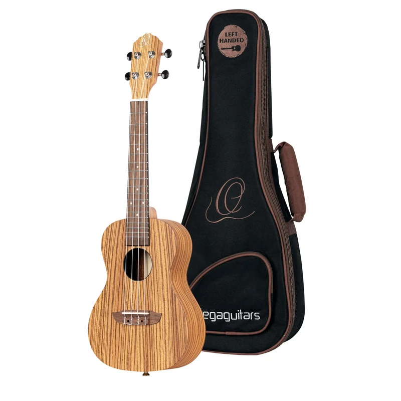 Ortega Guitars Concert Ukulele Lefthanded – Acoustic – Timber Series – Including Gigbag – Zebrawood, Natural (RFU11Z-L)