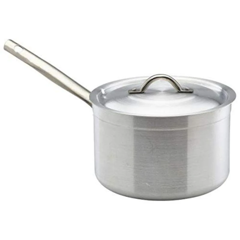 Genware 707-20 Aluminium Saucepan with Lid, 4L Capacity, Pack of 6