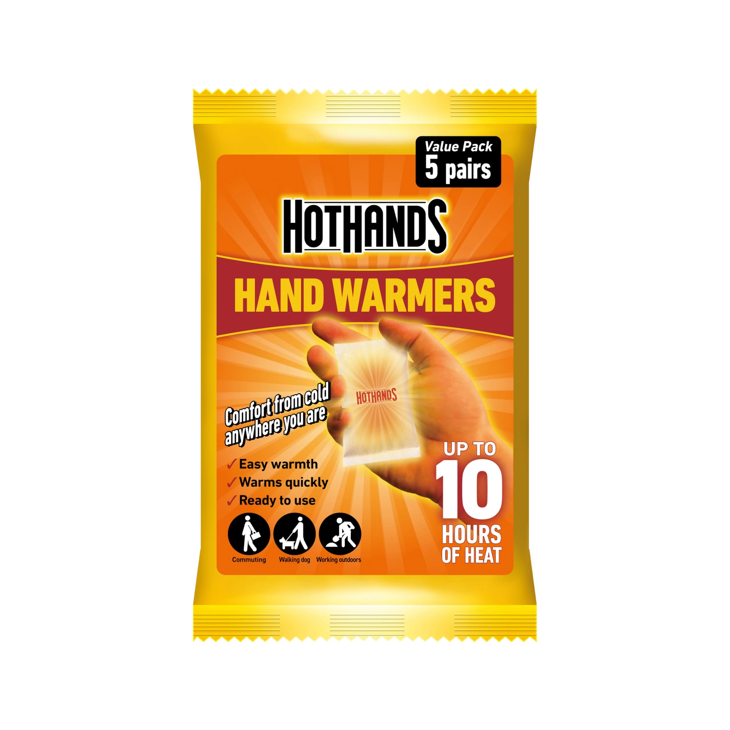 Hot Hands Hand Warmers - Pack Of 5 Pairs, Orange/Gold