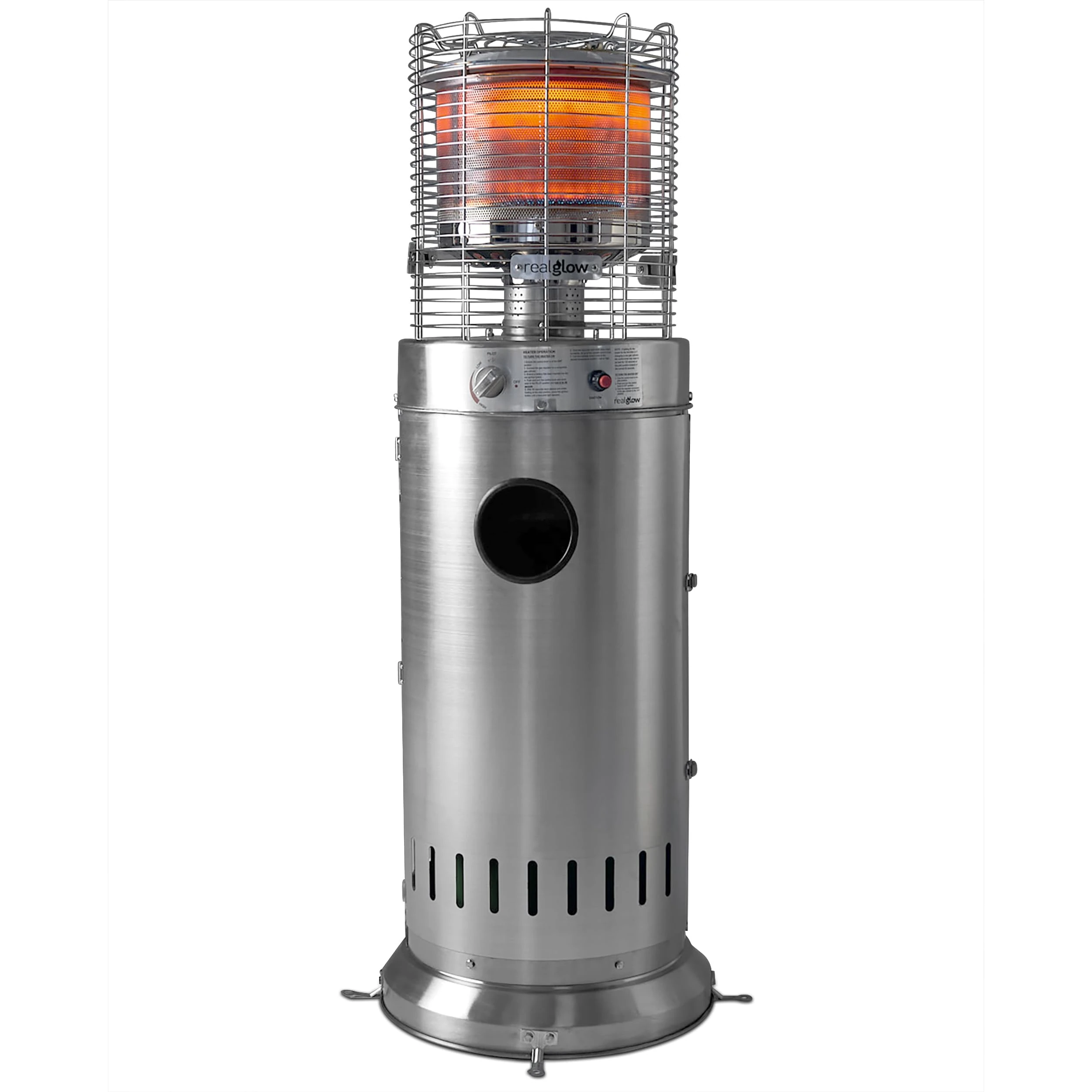 REALGLOW Bullet Gas Patio Heater 13kW – Table Floor, Stainless Steel Finish, Easy Ignition, Commercial Outdoor Heater for Garden & Patio Heating