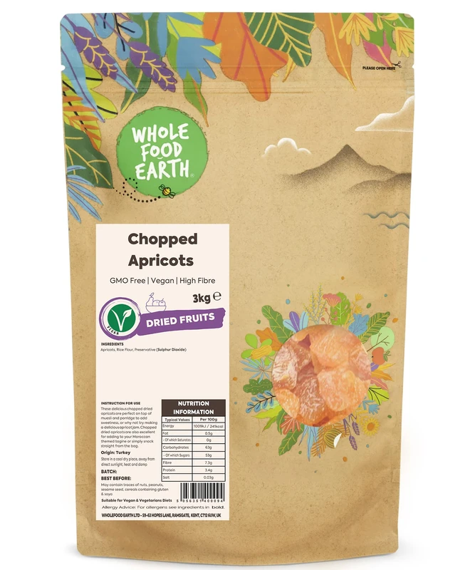 Wholefood Earth Chopped Apricots 3 kg | GMO Free | High Fibre