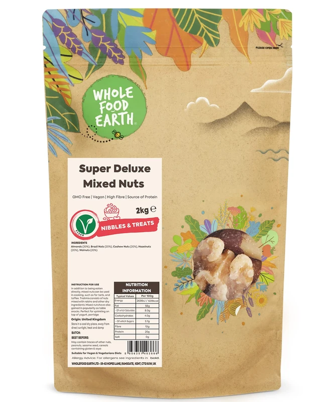 Whole Food Earth® - Super Deluxe Mixed Nuts 2 kg | GMO Free | High Fibre | Source of Protein