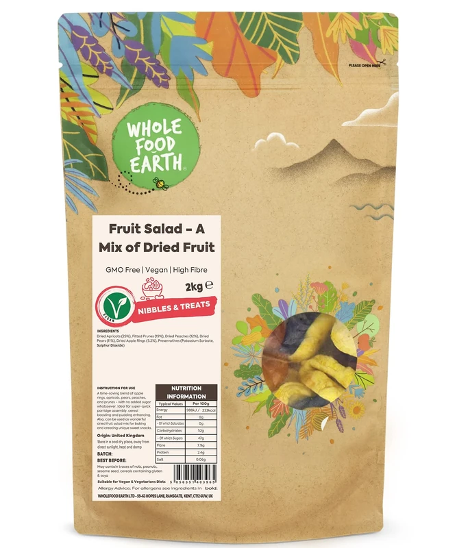Wholefood Earth Fruit Salad - A Mix of Dried Fruit 2 kg | GMO Free | High Fibre