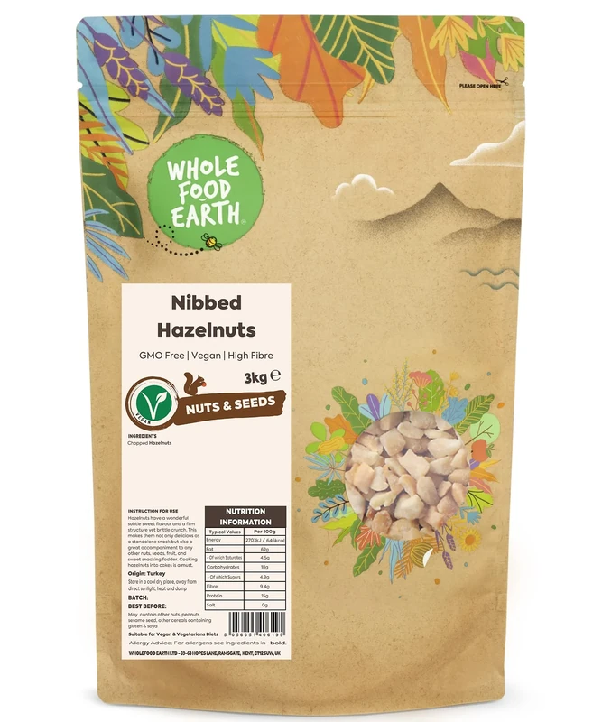 Whole Food Earth® - Nibbed Hazelnuts 3 kg | GMO Free | High Fibre