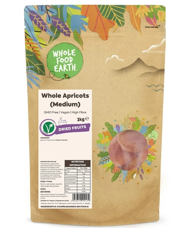 Wholefood Earth Whole Apricots (Medium) 2 kg | GMO Free | High Fibre