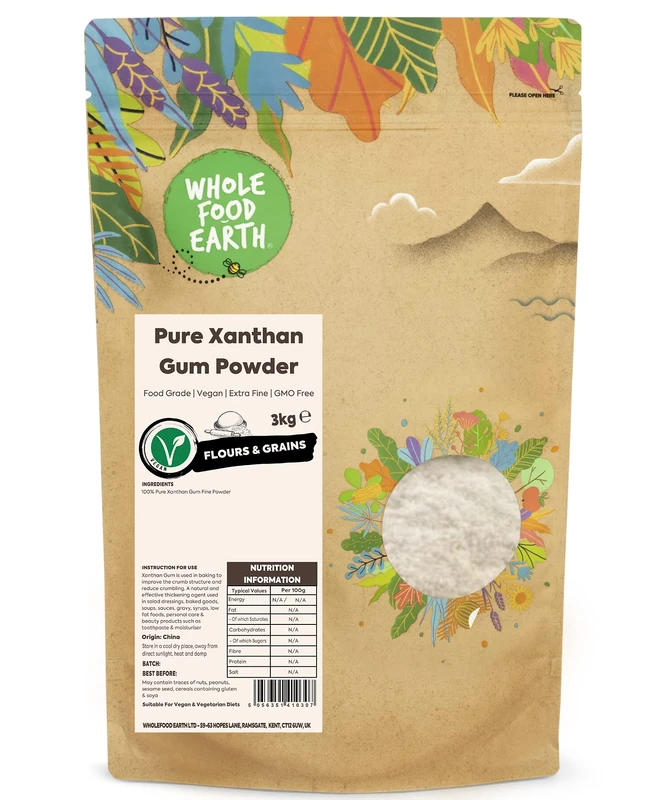 Wholefood Earth Pure Xanthan Gum Powder 3 kg | Food Grade | Extra Fine | GMO Free - Image 1