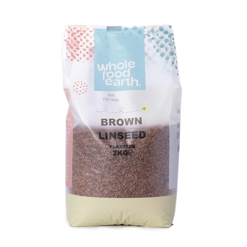 Wholefood Earth Brown Linseed/Flaxseed - 2kg - Natural - High Fibre - Source of Protein