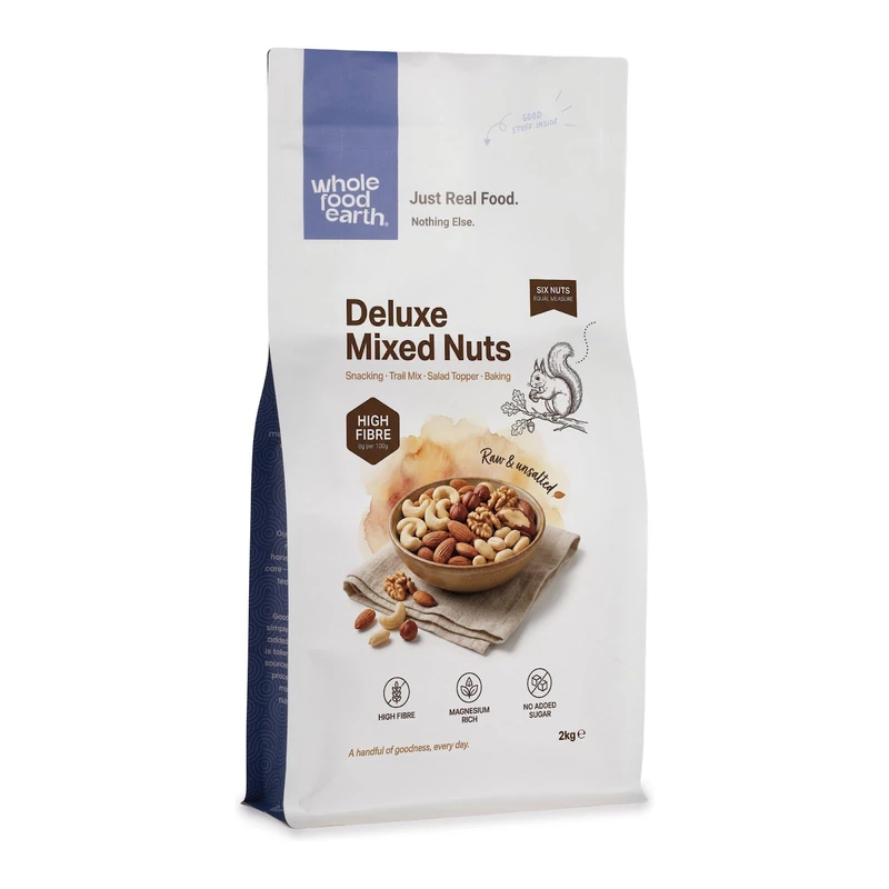 Wholefood Earth Deluxe Mixed Nuts 2 kg | GMO Free | High Fibre