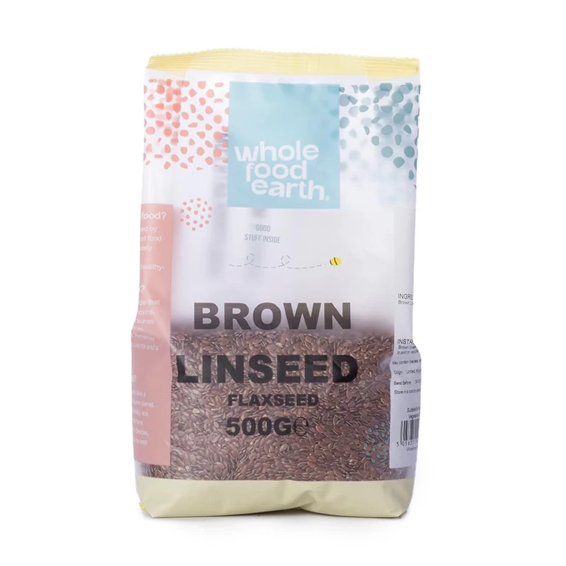 Wholefood Earth Brown Linseed/Flaxseed 500 g, GMO Free, Natural, High Fibre, Source of Protein