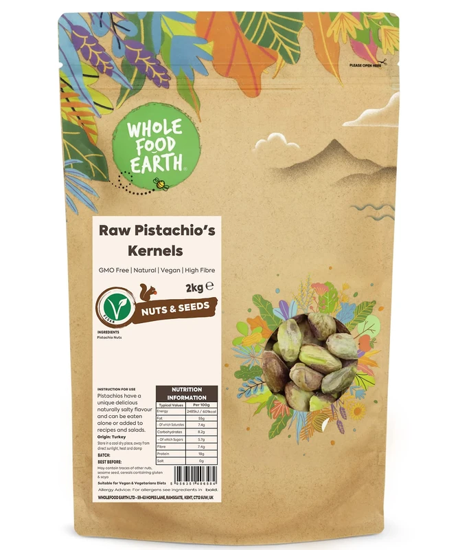 Wholefood Earth Raw Pistachio Kernels - 2kg - GMO Free