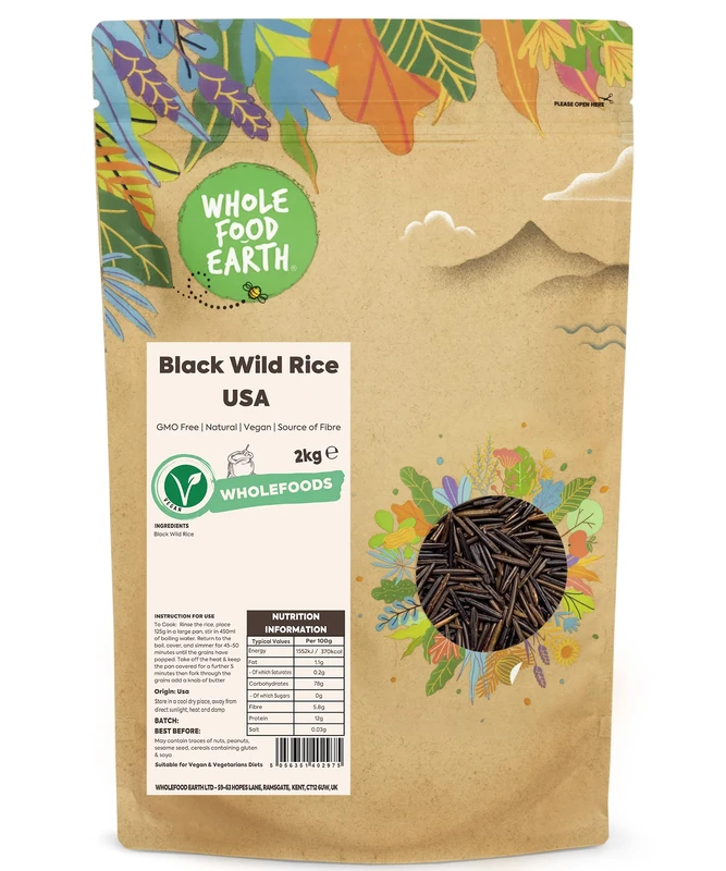 Wholefood Earth Black Wild Rice USA - 2 kg - GMO Free
