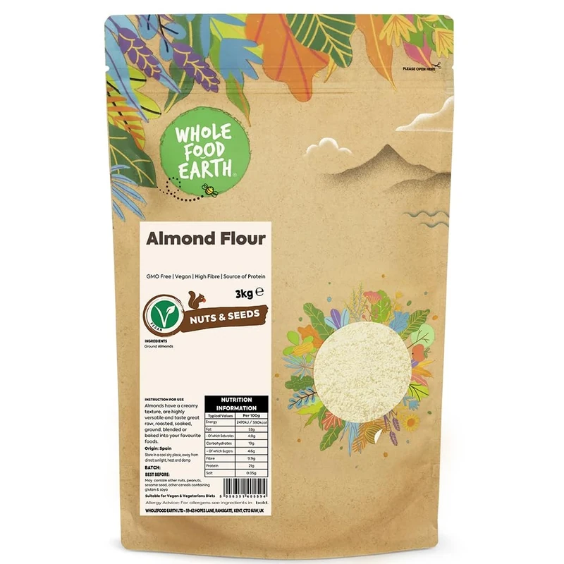 Wholefood Earth Almonds Flour 3 kg | GMO Free | High Fibre | Source of Protein