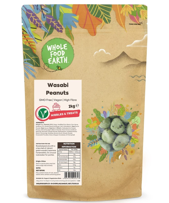Wholefood Earth Wasabi Peanuts 2kg | GMO Free | Vegan | High Fibre