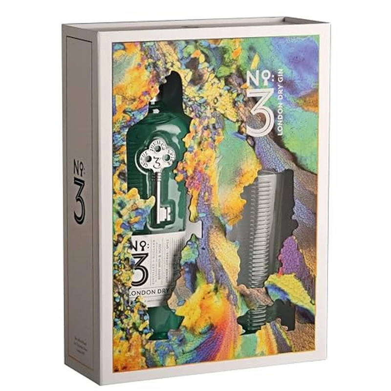 No.3 London Dry Gin With Hi-Ball Glass & Gift Box, Voted Best in The World 4 Times, Great For Cocktails Including Martini, Cocktail Mixer for Negroni, gin & Tonic & Tom Collins, 46% ABV,70cl