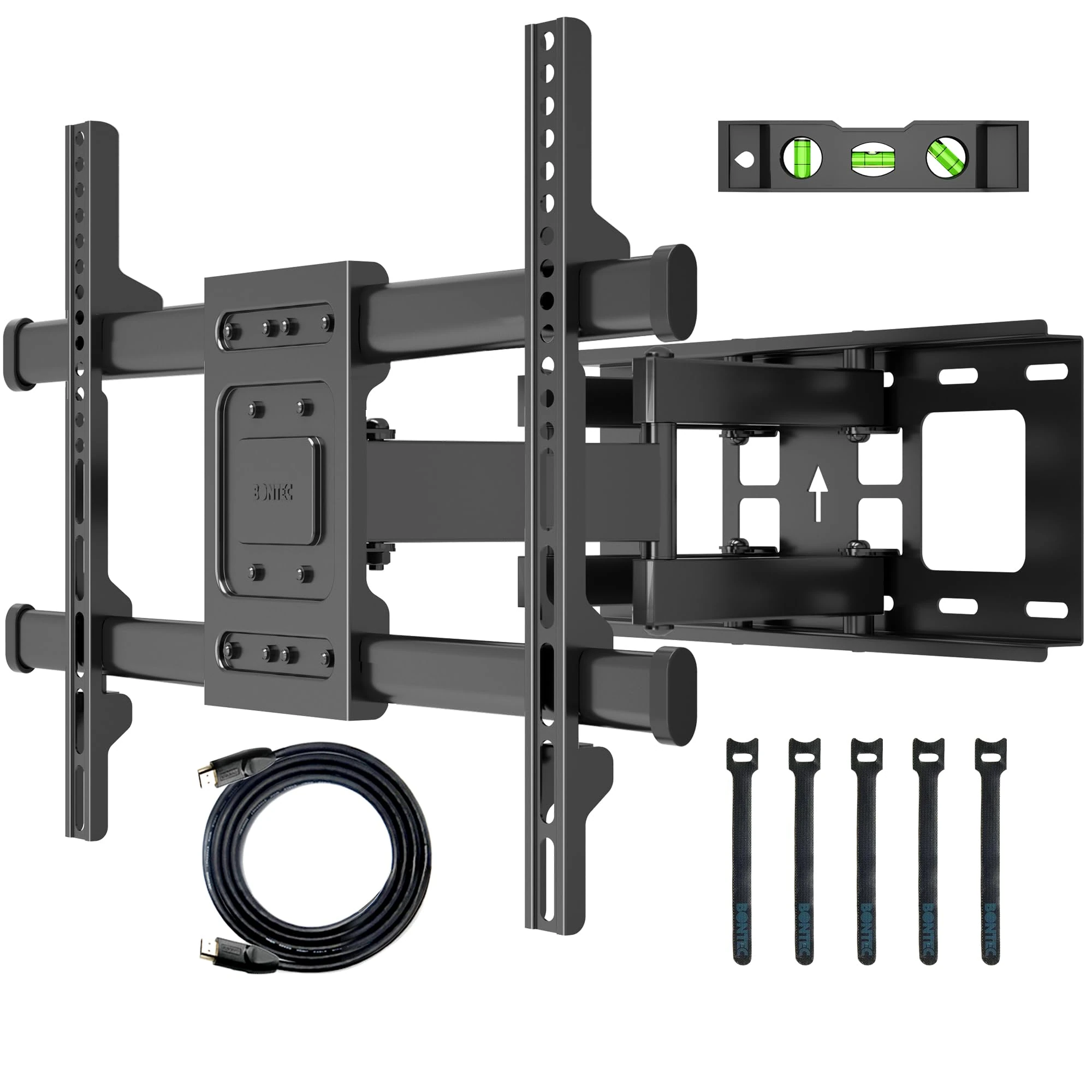 BONTEC TV Wall Bracket for 32-85 Inch LED LCD, Full Motion Swivel Tilt TV Wall Mount, Heavy Duty Dual Arms up to 60kg, Max VESA 600x400mm, Universal TV Mount with HDMI Cable
