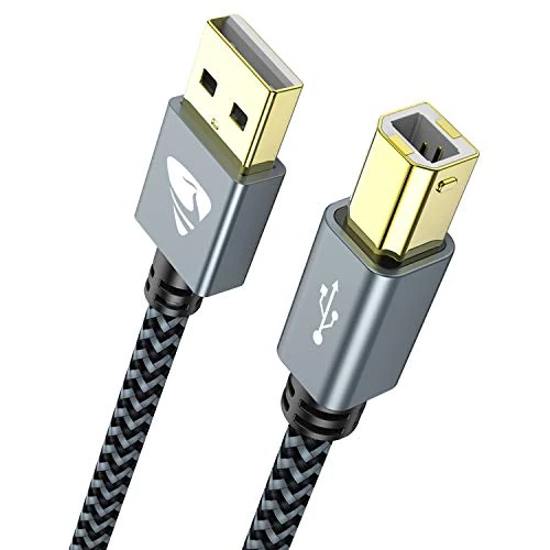 2m USB Printer Cable, USB B 2.0 Cable, USB A to USB B Printer Cable for HP, Canon, Samsung, pixma, Dell, Lexmark, Epson, Xerox, Brother