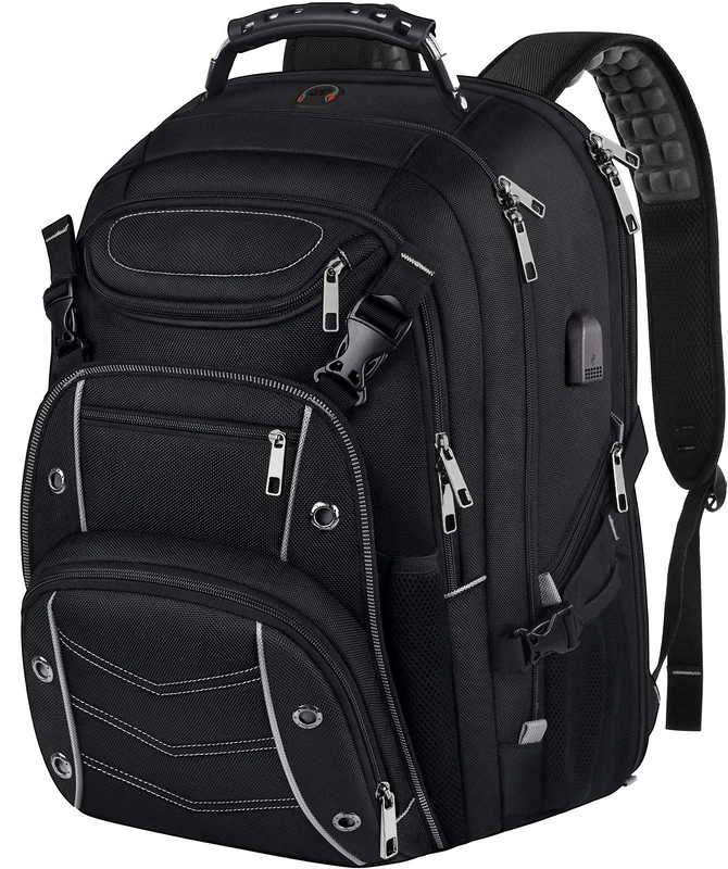 VECKUSON 18.4 Laptop Backpack for unisex, 60L Extra Large Gaming Laptops Back Bag with USB Charger Port,TSA Friendly Flight Approved and RFID Anti-Theft Pocket Heavy-duty Pack,21.3*15.7*11.8inch Grey
