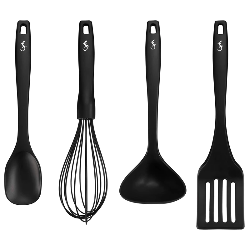 Lurch 240613 Smart Tool Essential Set Kitchen Utensil Made of 100% BPA-Free Platinum Silicone with Nylon Core (Spoon, Spatula, Ladle & Whisk)