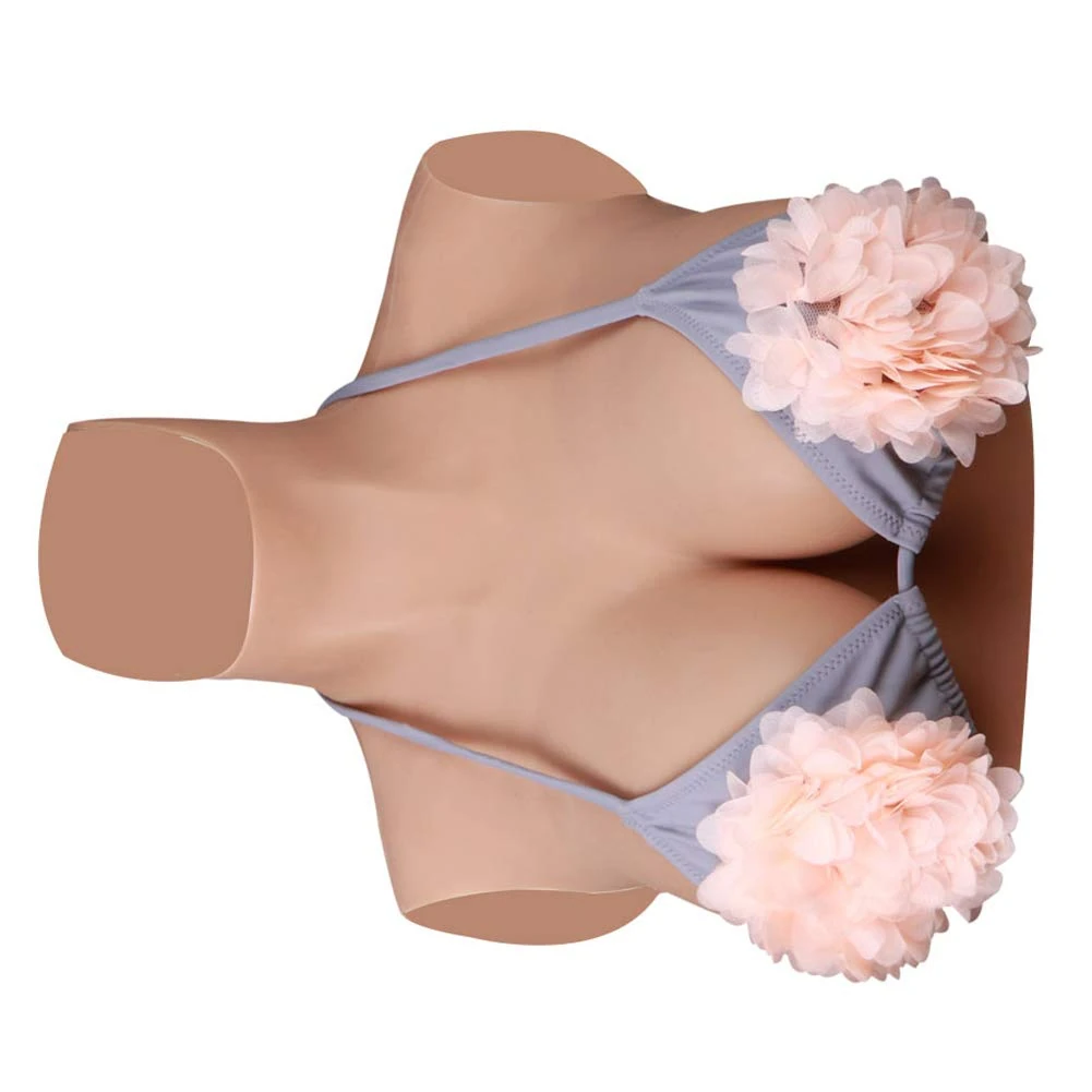 EQAIWUJIE Crossdressing Silicone Breast Form For Crossdresser E Cup Breastplate Fake Boobs Breast Prostheses for Mastectomy (Silicone filling, Tan)