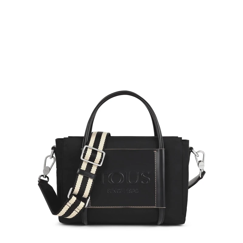TOUS, L. EMPIRE SOFT SHOULDER BAG for Women, Black, Large, Black/White, GRANDE