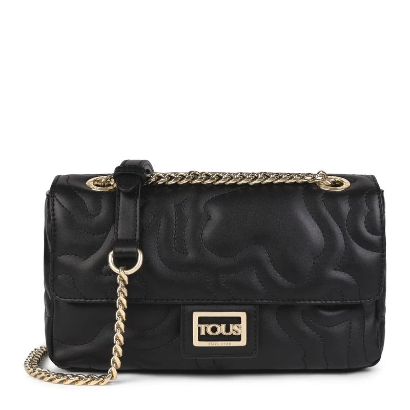 TOUS S. K Dream Lapel Shoulder Bag Black, Women, Small, Black/White, PEQUEÑO