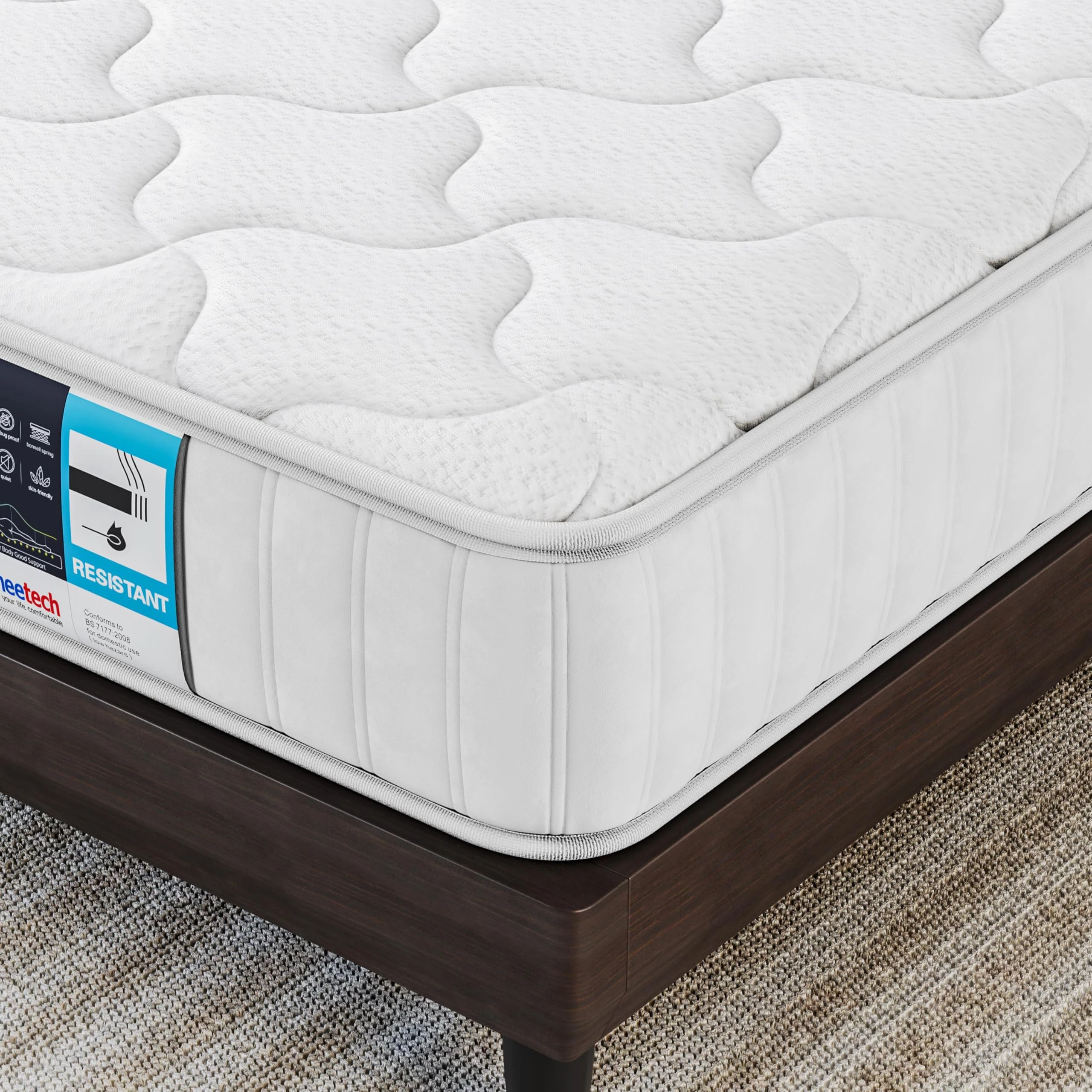 Yaheetech 3ft Single Mattress, 8.7 Inch Deep, with 9-Zone Memory Foam and Pocket Sprung, Tencel Fabric Cover, Orthopedic Bed Mattress, Medium Firm, 90x190x22cm, White