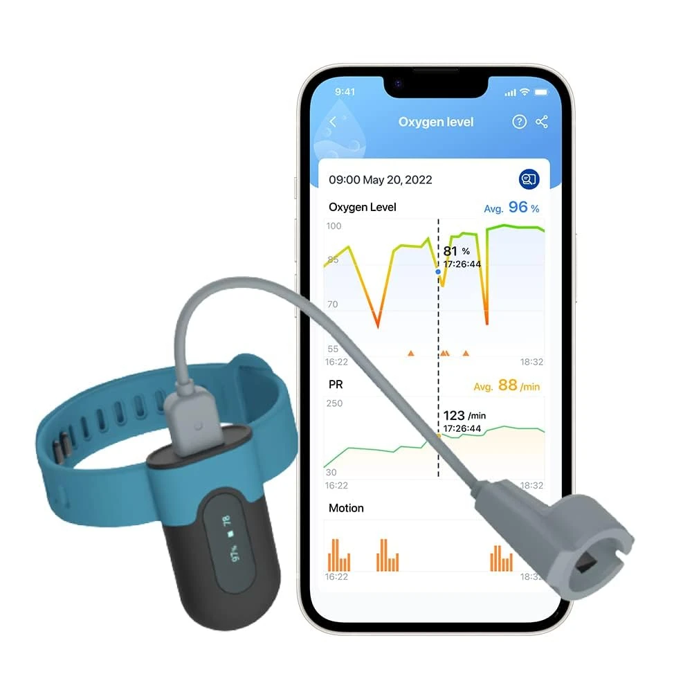 Viatom Wrist Pulse Oximeter, Rechargeable SpO2 Sleep Tracker, Wearable Oxygen Saturation Monitor for Night Use, Bluetooth Blood Oxygen Monitor with Vibration Alerts & APP for iOS/Android, PC Data Repo