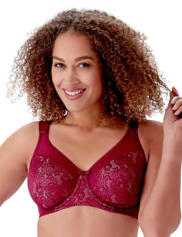 Berlei Beauty Lace Underwired Smoothing Bra Burgundy 42D - Image 1