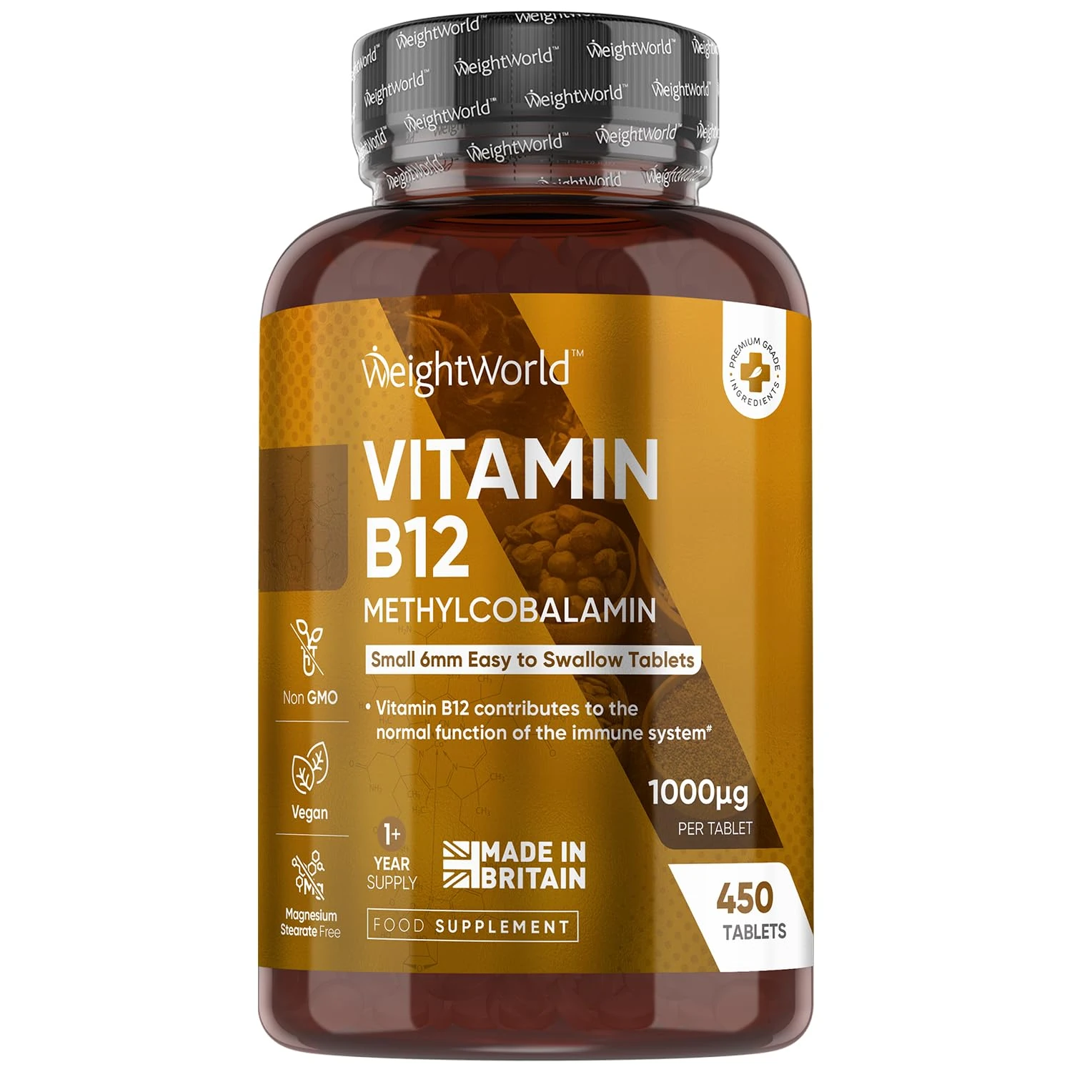 Vitamin B12 Tablets - 1000mcg - Vegan B12 Supplement - 450 Methylcobalamin Tablets (1+ Year Supply) - 1 Per Day - 6mm in Size - Easy to Swallow - Made in The UK