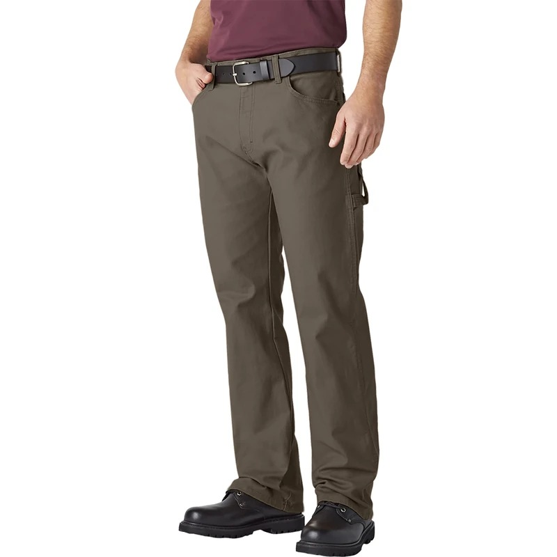 Dickies Men's Relaxed Fit Straight-Leg Duck Carpenter Jean, Rinsed Mushroom V1, 38W x 34L