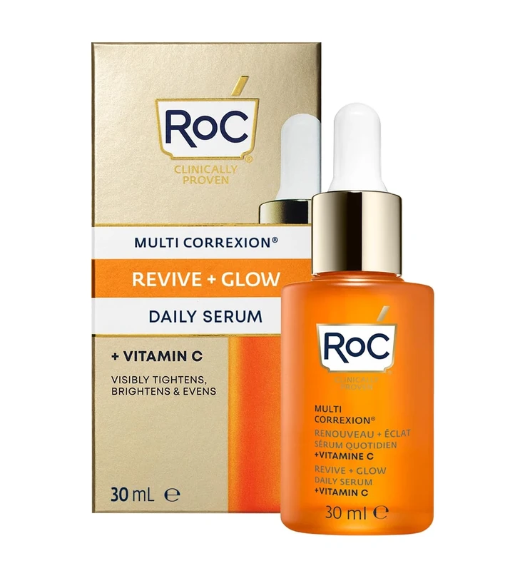 RoC Multi Correxion Revive + Glow Daily Serum | With 10% Vitamin C, Skincare for Face & Neck | 30 ml