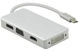HELOS DOCKINGSTATION, USB 3.1 TYPE -C ST./DP/HDMI/DVI/VGA BU, PREMIUM 4K, PLATA