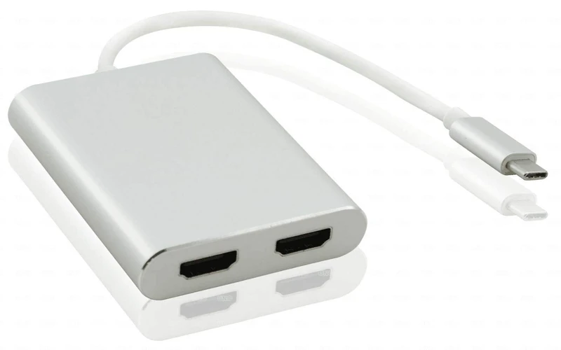 Helos SPLITTER, USB 3.1 TYPE -C ST./2X HDMI HEMBRA, PREMIUM 4K, PLATA