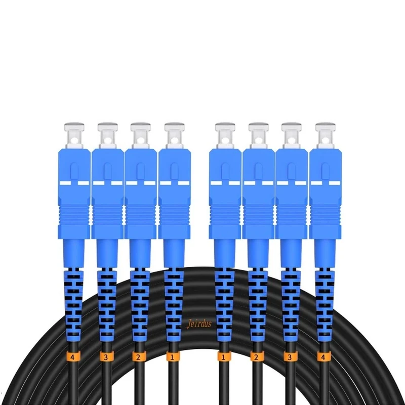 Jeirdus 20Meters 65ft SC to SC Outdoor Armored 4 Core 9/125 SM Fiber Optic Cable Jumper Optical Patch Cord Singlemode SC-SC