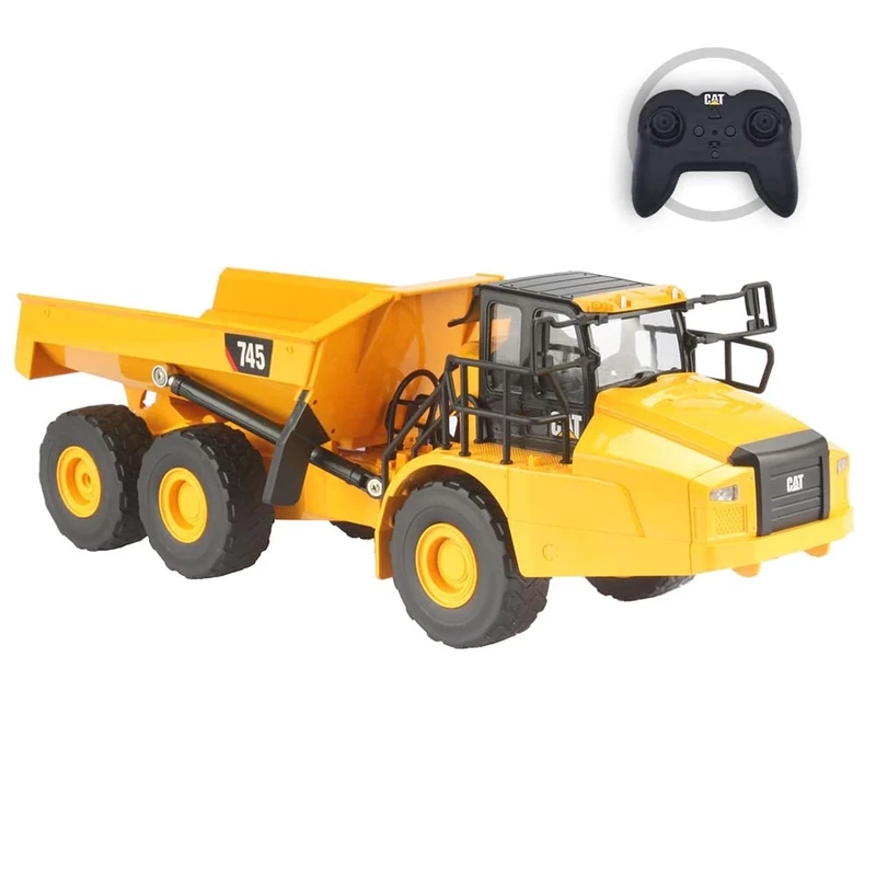 Carrera RC 1:24 CAT 745 Articulated Truck, RC Construction Site Vehicle for Children & Adults, Boys & Girls, Authentic CAT Licence & Faithful Representation, with LED Lighting & Sound