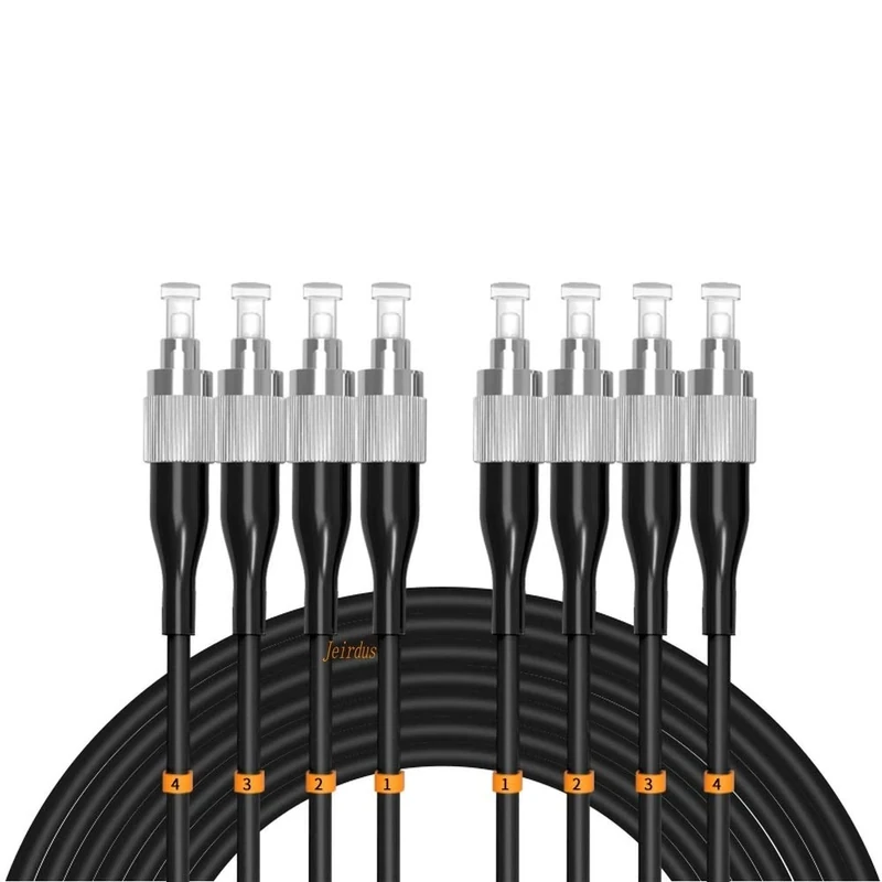 Jeirdus 100ft 30Meters FC to FC Outdoor Armored 4 Core 9/125 SM Fiber Optic Cable Jumper Optical Patch Cord Singlemode FC-FC