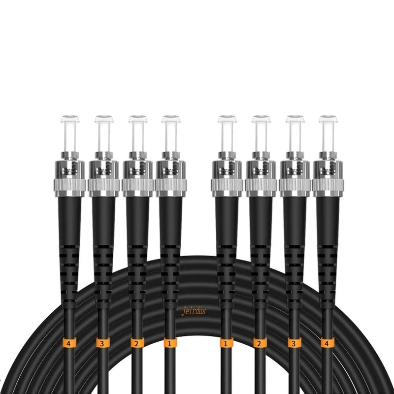 Jeirdus 100ft 30Meters ST to ST Outdoor Armored 4 Core 9/125 SM Fiber Optic Cable Jumper Optical Patch Cord Singlemode ST-ST