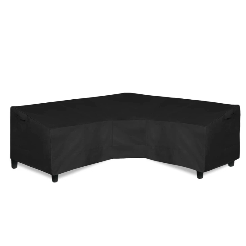 Easy-Going Patio V-Shaped Sectional Sofa Cover, Waterproof Outdoor Sectional Cover,Heavy Duty Garden Furniture Cover with Air Vent 118" L (on Each Side) x 33.5" D x 31" H, Black
